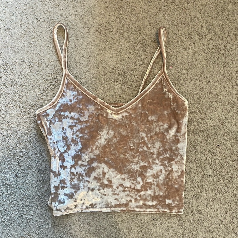 Kimchi Blue velvet cropped tank top Sz. S beige